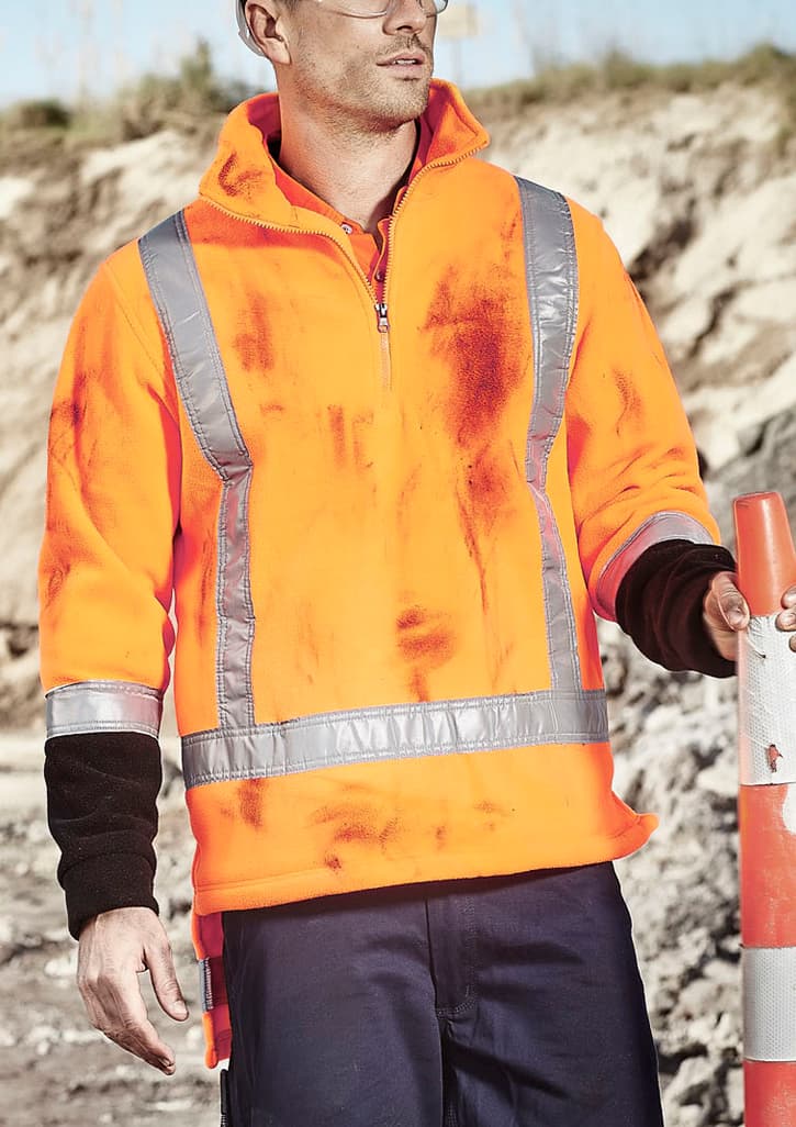 Mens TTMC-W23 Polar Fleece Pullover — Orange/Black