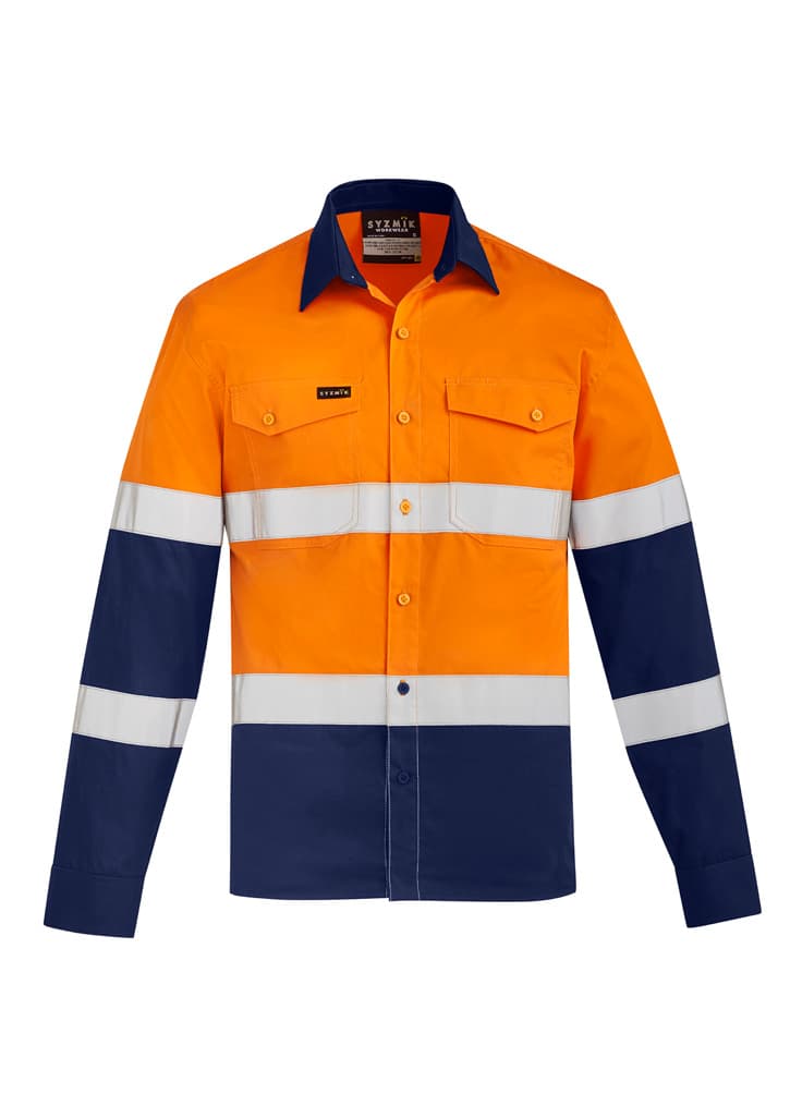 Mens Lightweight Bio Motion Long SleeveShirt — Orange/Navy