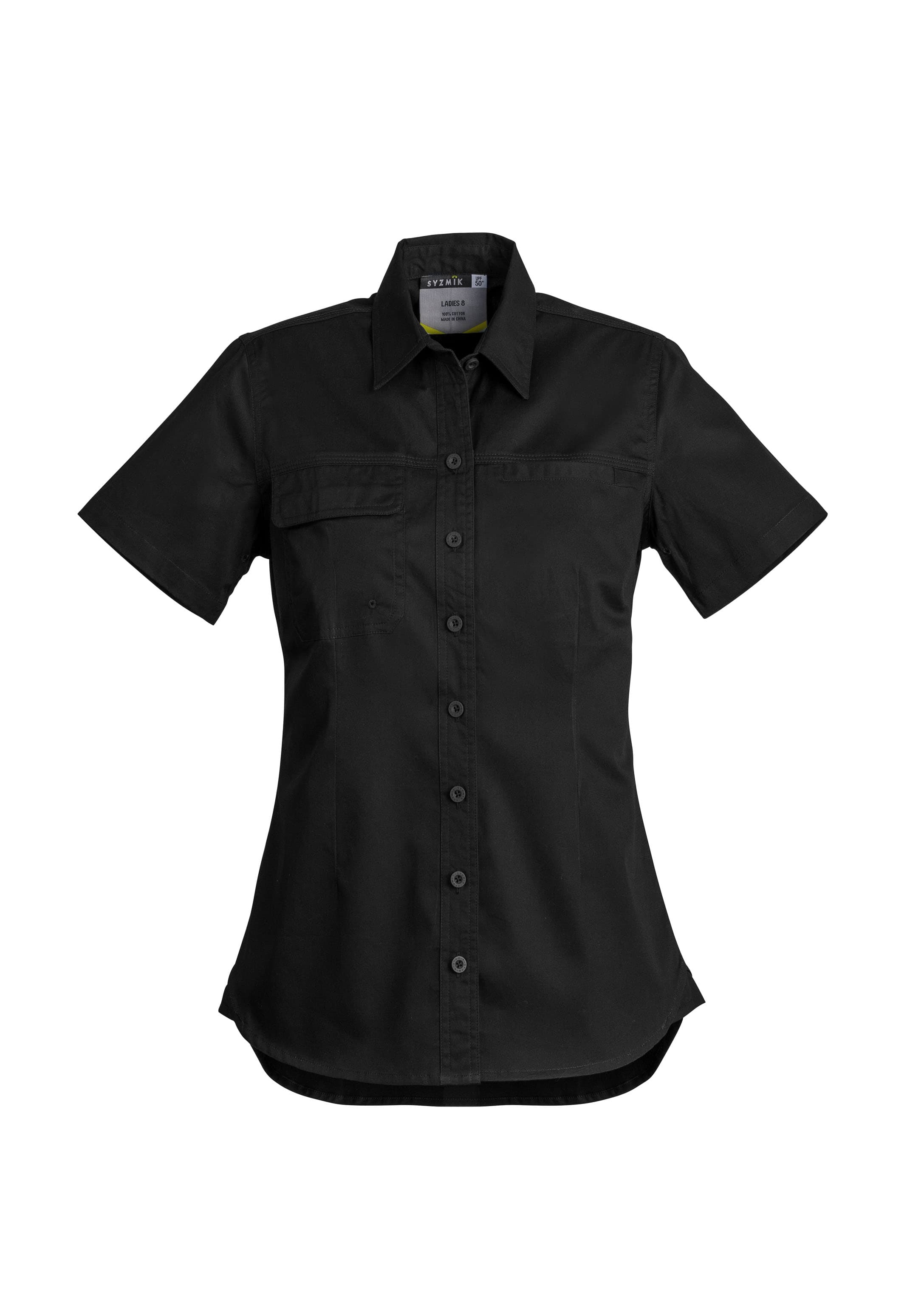 Womens Lightweight Tradie Short Sleeve Shirt — Black