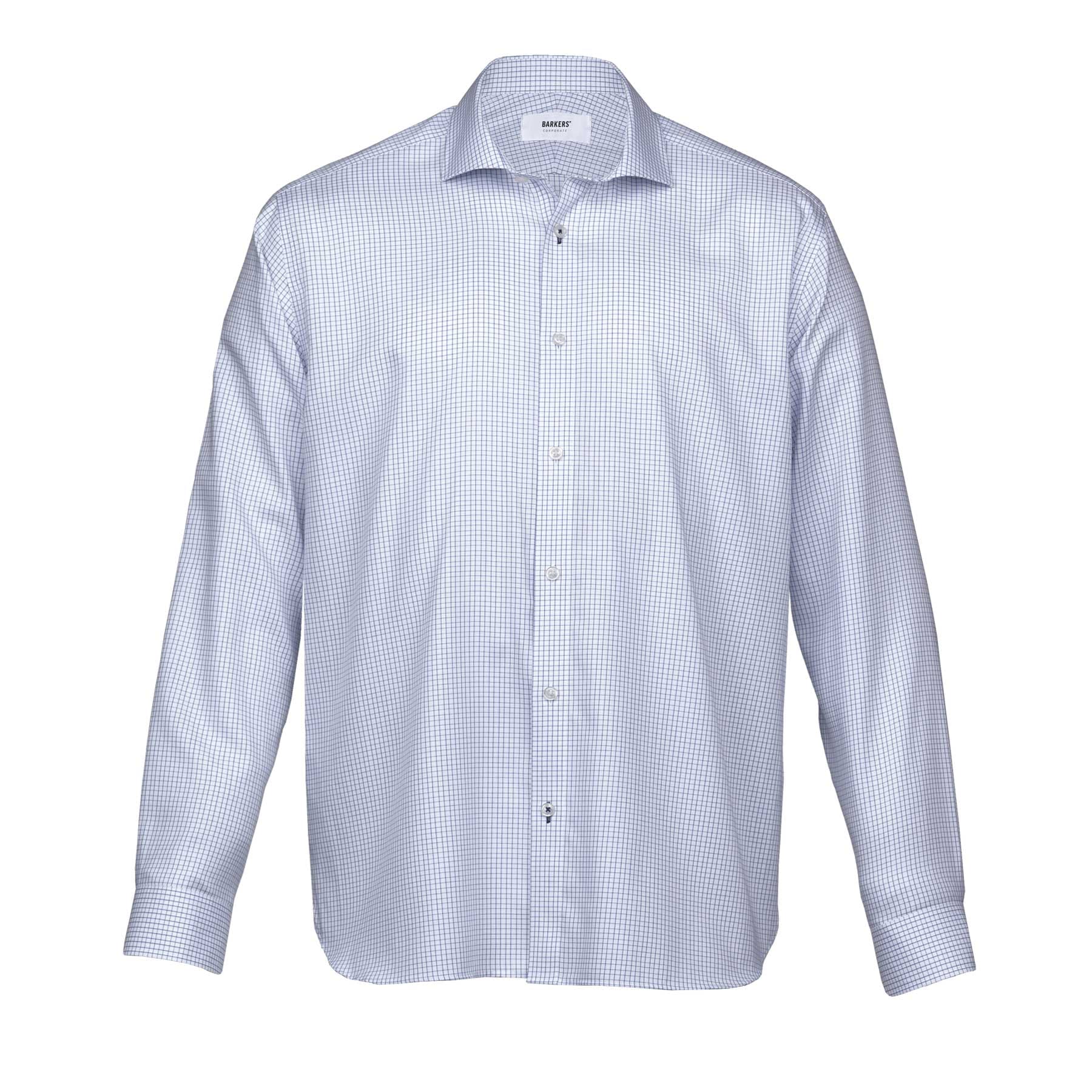 Barkers Corporate Lyndhurst Check Shirt – Mens — White/Blue