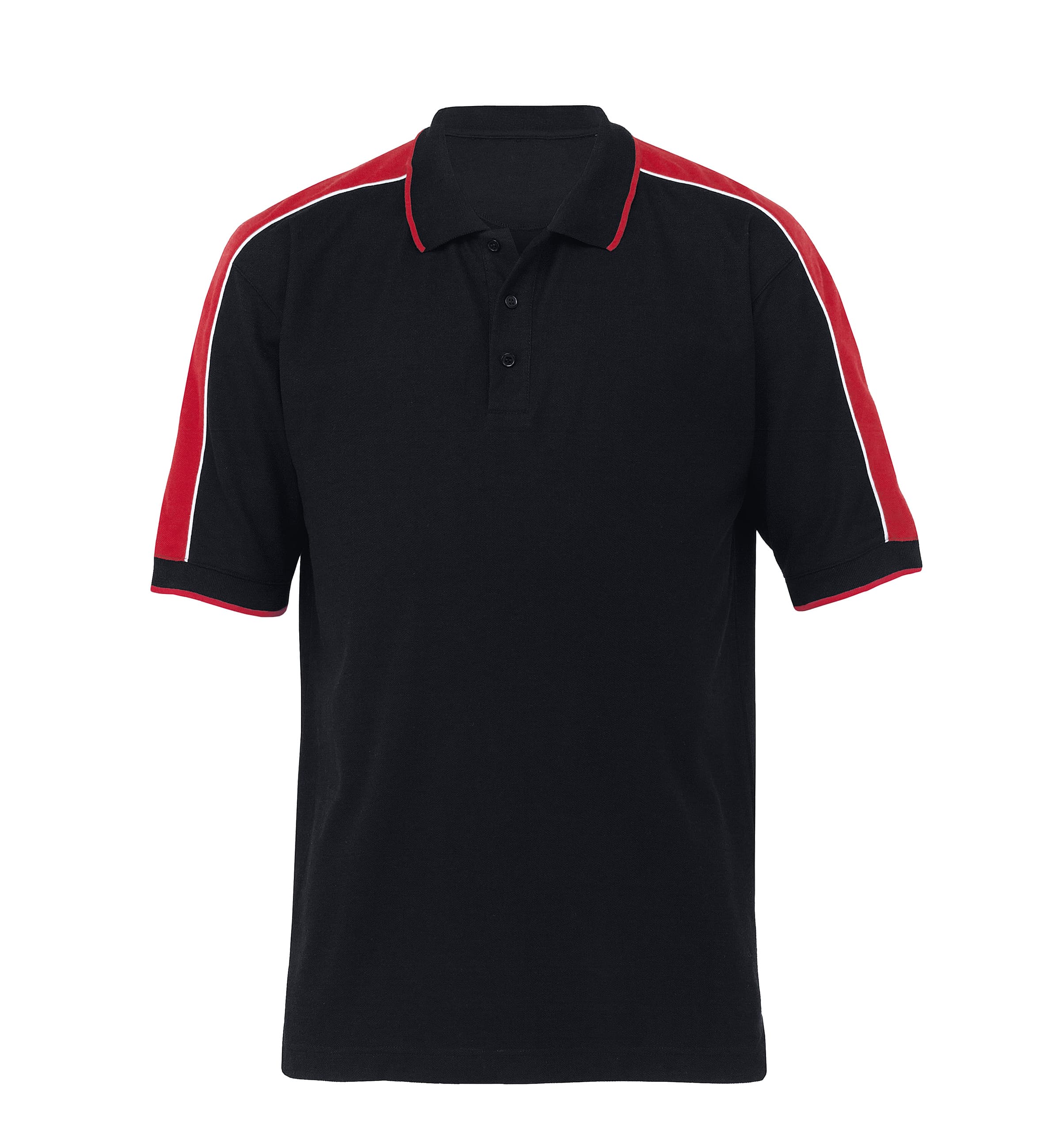 Shoulder Stripe Polo — Black/Red/White