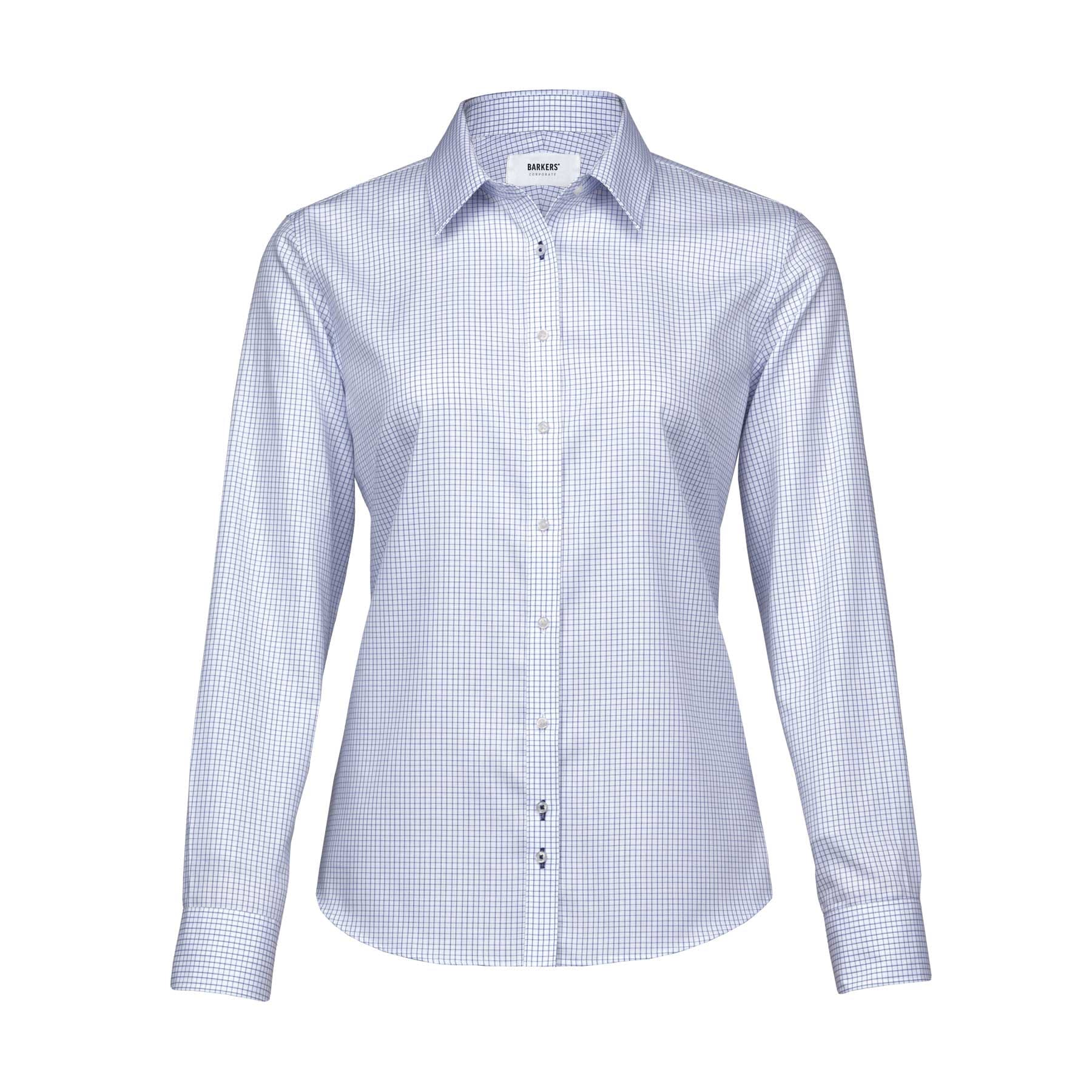 Barkers Corporate Lyndhurst Check Shirt – Womens — White/Blue