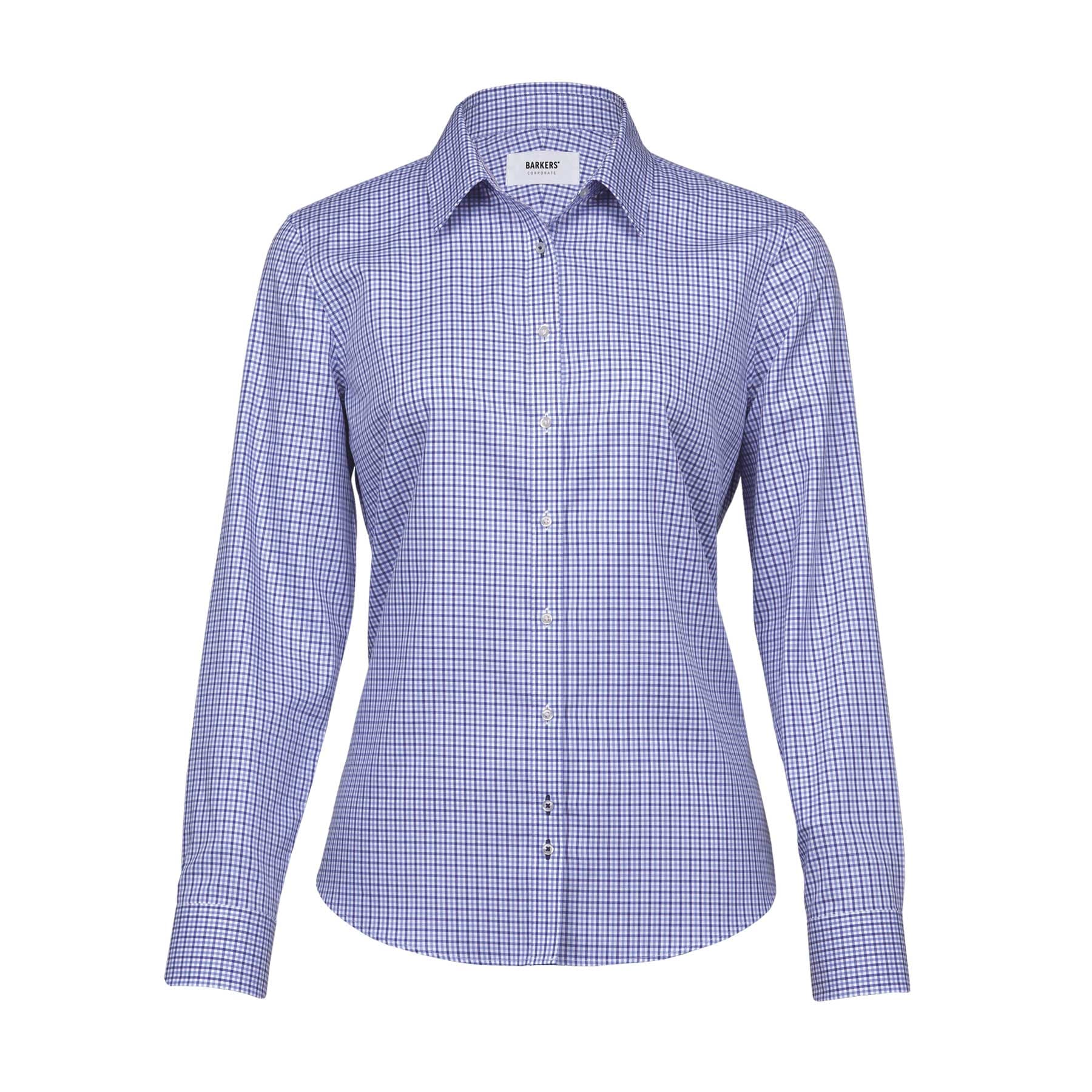 Barkers Corporate Stamford Check Shirt – Womens — Navy/Blue/White