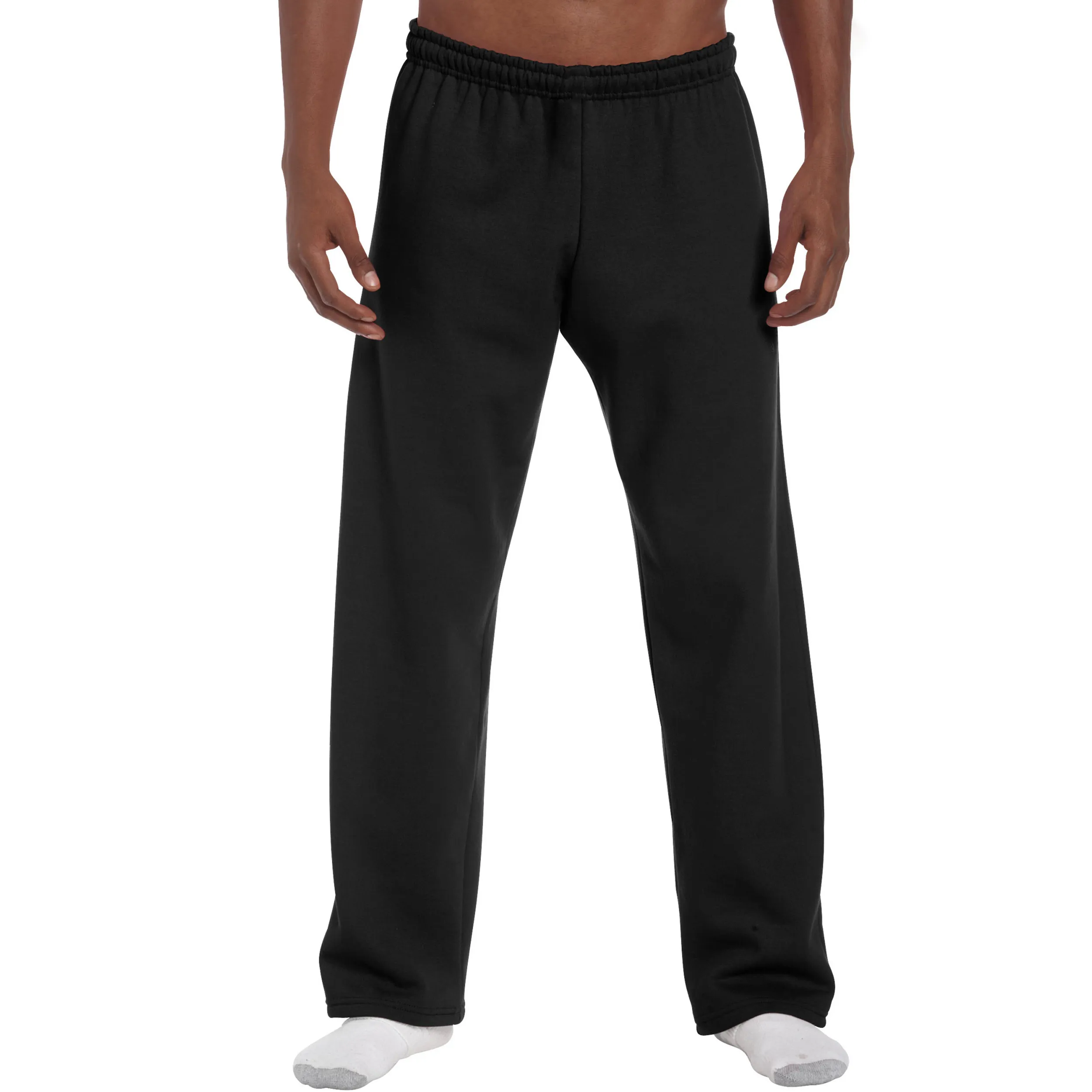 18400 Heavy Blend Adult Open Bottom Sweatpants — Black