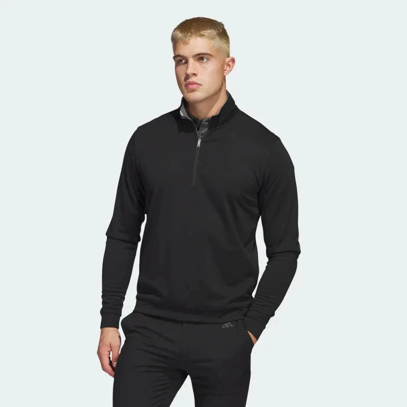 Adidas Mens Elevate Quarter Zip Pullover - Black — Black