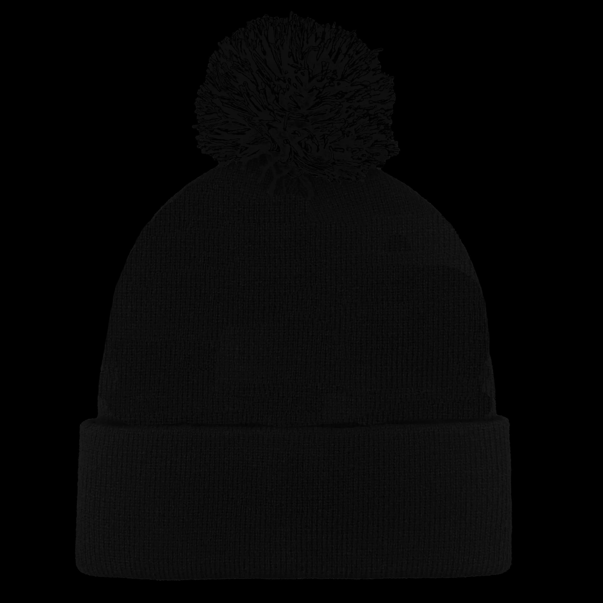 B1900 Headwear24 Cuffed Knitted Pom Pom Beanie — Black