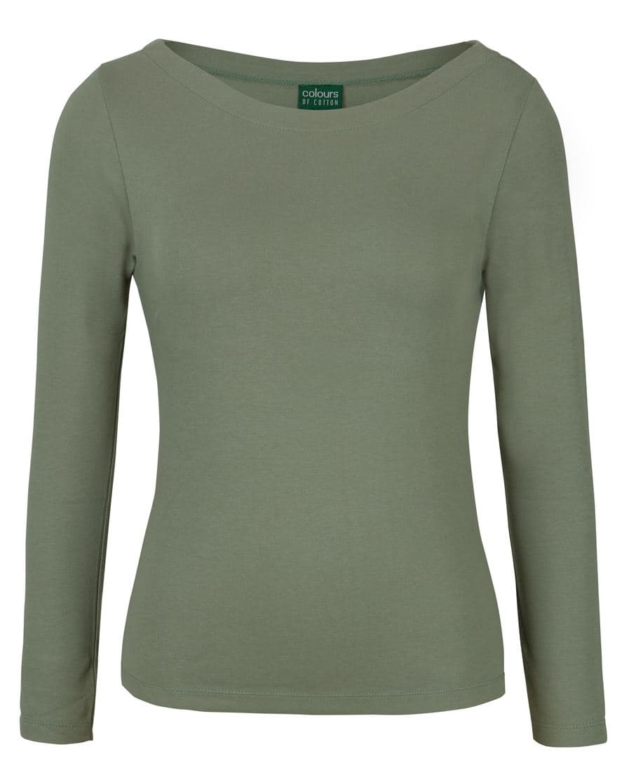 C of C LADIES L/S BOAT NECK TEE — Sage