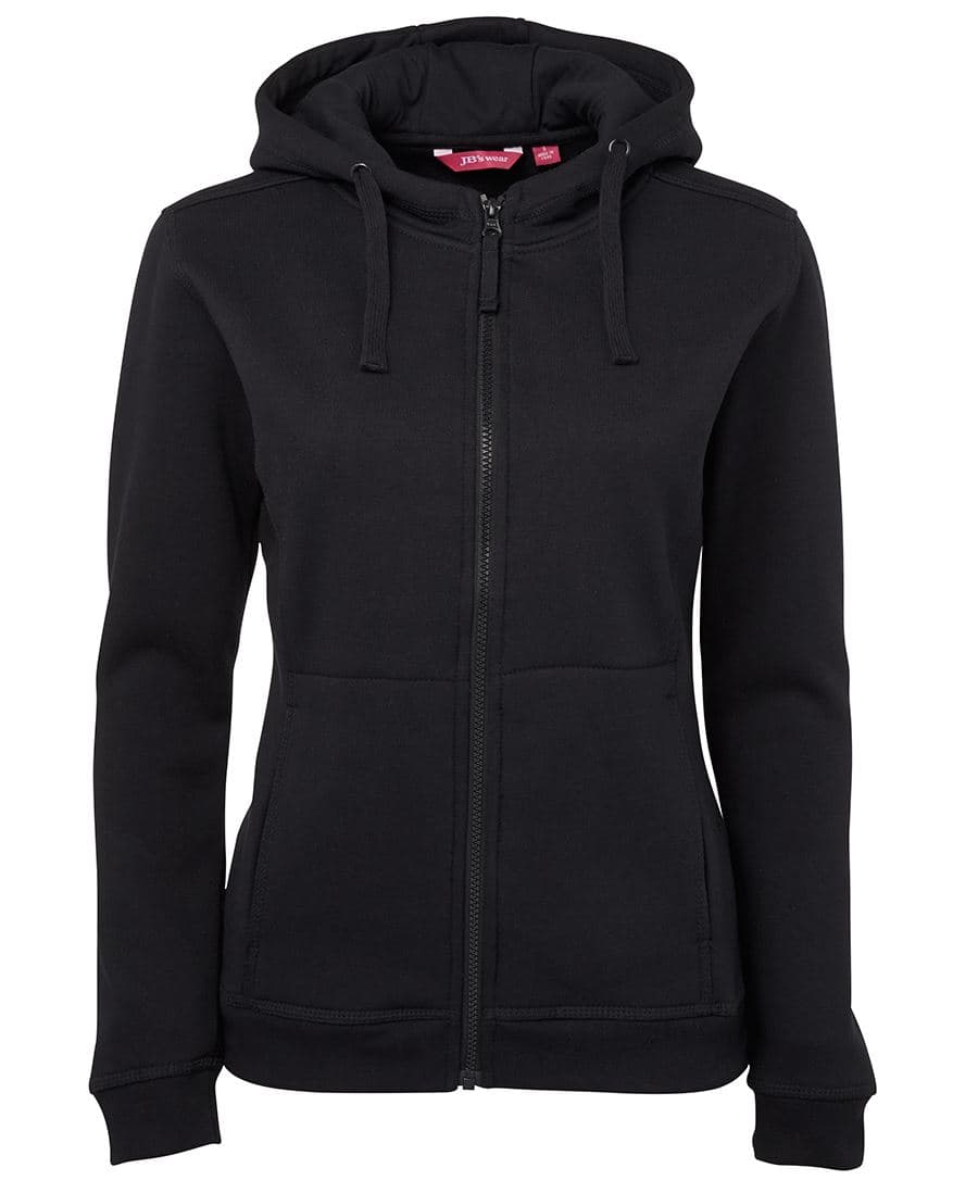 JB's LADIES FULL ZIP FLEECY HOODIE — Black