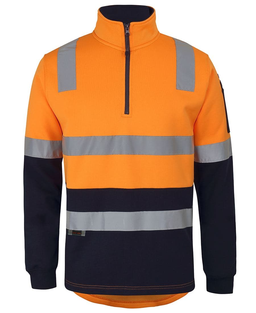 JB's 1/2 ZIP AUST. RAIL (D+N) FLEECE SWEATER ORANGE/NAVY-2XS — Orange/Navy