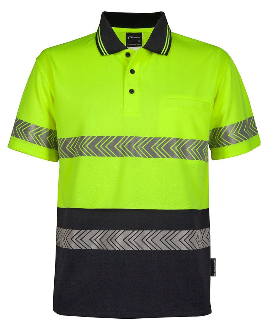 JB's HV S/S SEGMENTED TAPE POLO — Lime/Navy