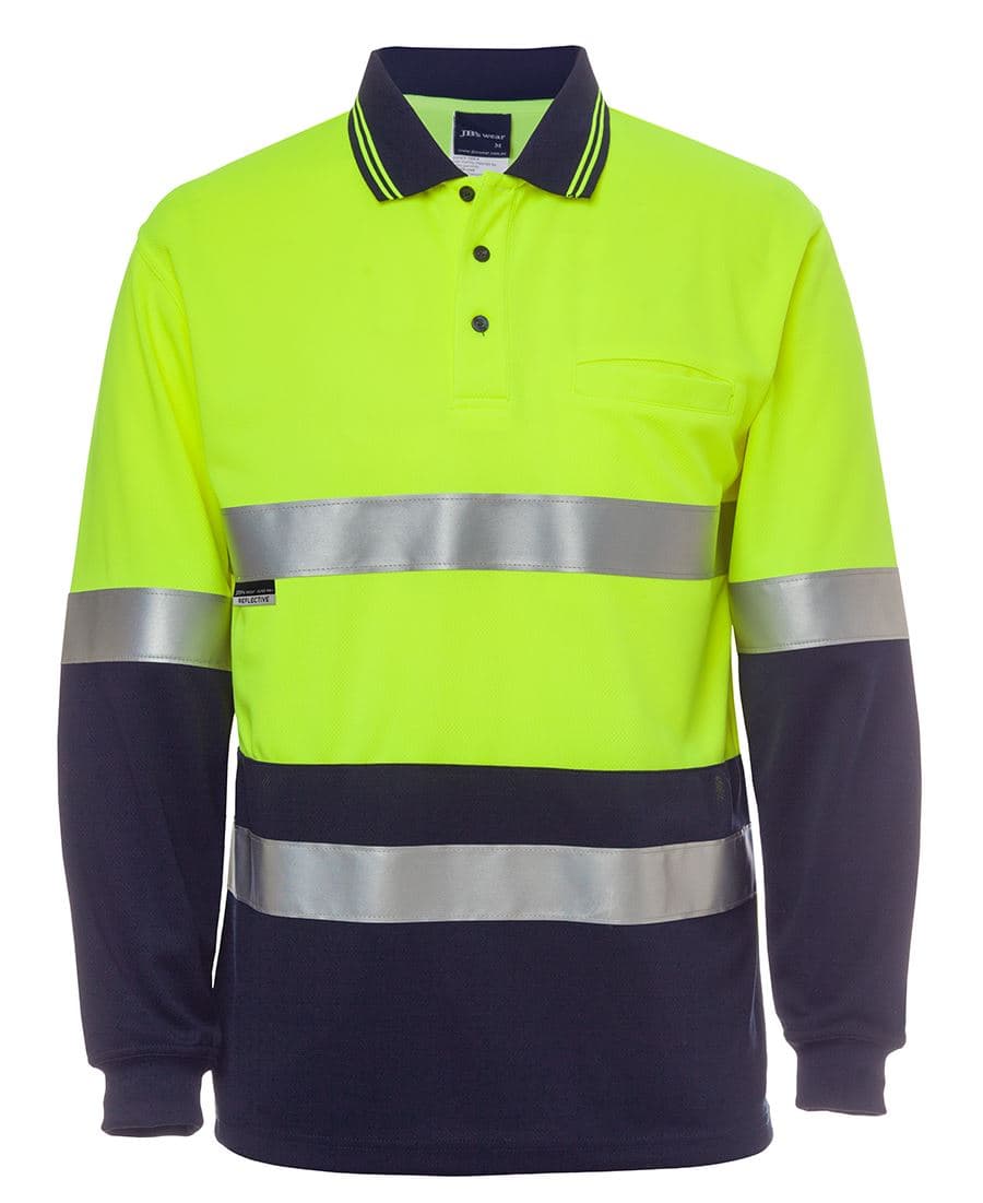 JB's HV L/S (D+N) TRAD POLO LIME/NAVY-2XS — Lime/Navy