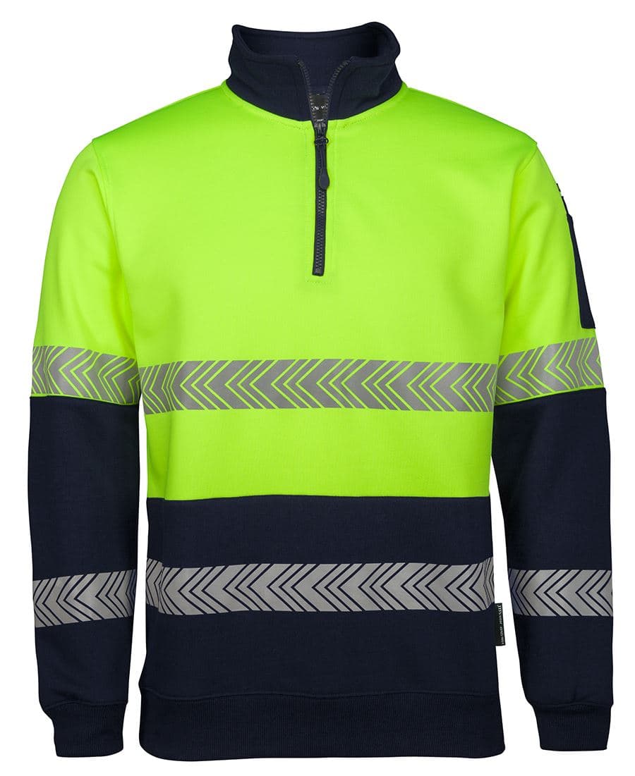 JB's HV 1/2 ZIP SEGMENTED TAPE FLEECY — Lime/Navy
