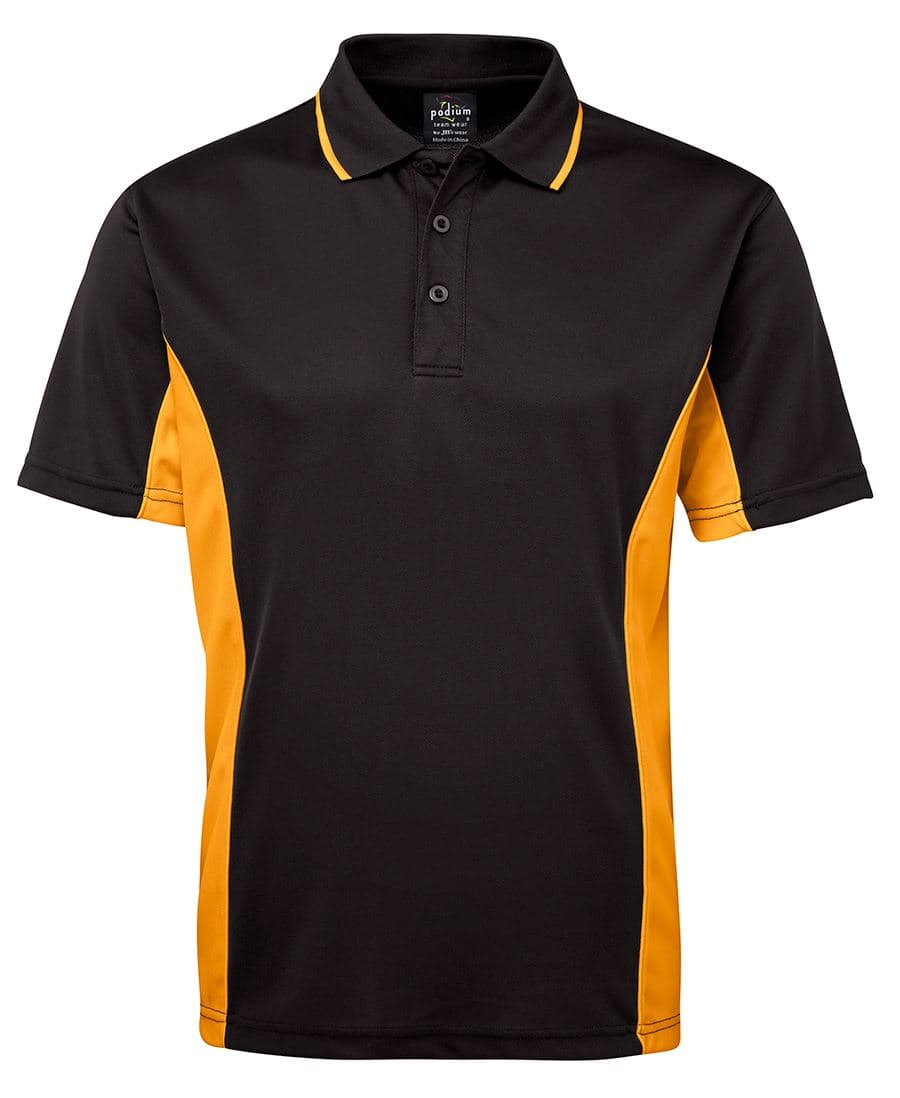 PODIUM C/TRAST POLO BLACK/RED-S — Black/Gold