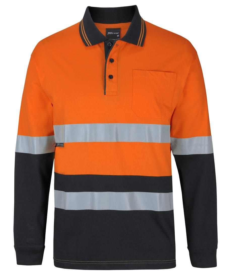 JB's HV (D+N) L/S COTTON POLO — Orange/Black