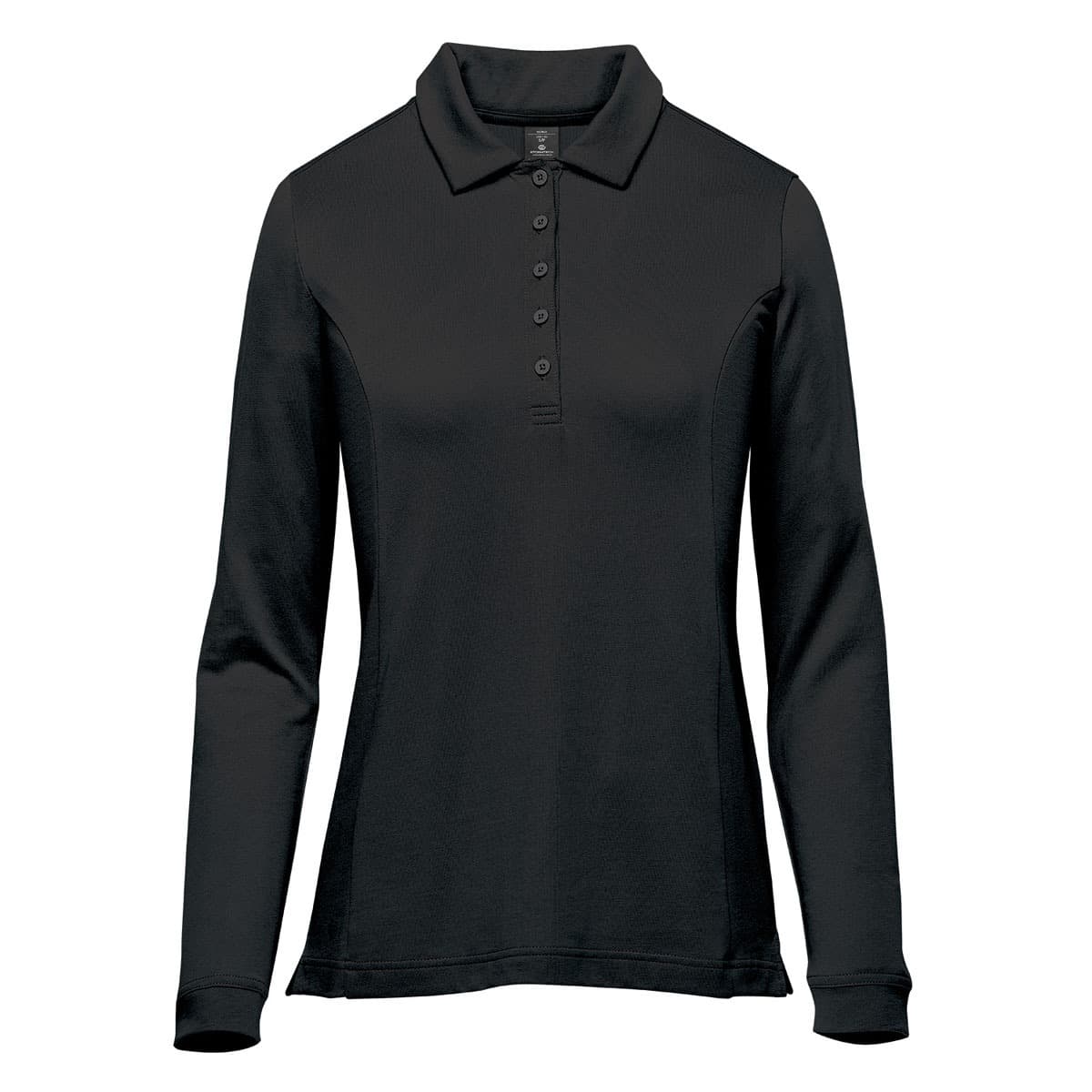 WOMENS NEVADA L/S MICRO PIQUE POLO — Black